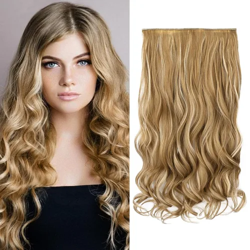 Miniatura 48 de REECHO Extensiones de cabello rubio, extensiones de una pieza con clip de 20" para mujer, extensiones de cabello sintético suave y natural con ondas