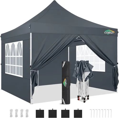 Miniatura 21 de COBIZI Tienda de campaña desplegable de 10 x 20 pies con 6 paredes laterales extraíbles, toldo comercial fácil de instalar, impermeable y gazebo
