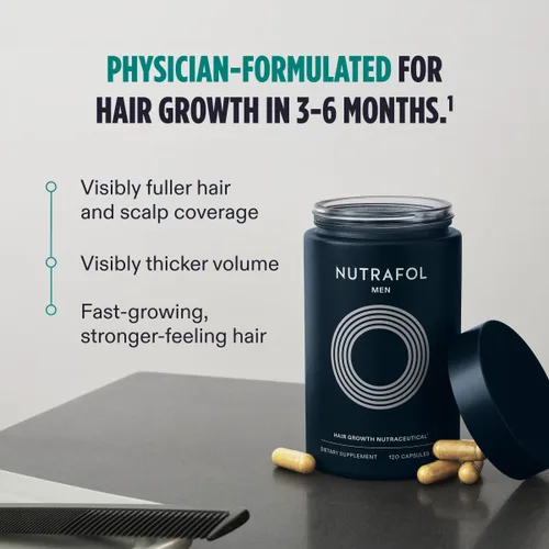 Miniatura 2 de Nutrafol Suplemento para el crecimiento del cabello para hombres y péptidos de colágeno en polvo, formulado por médicos para un cabello visiblemente