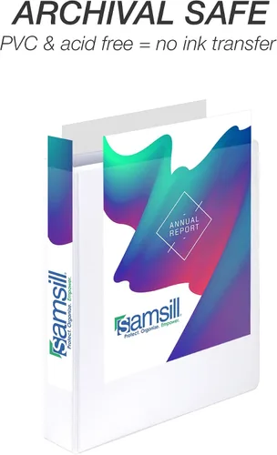 Miniatura 80 de Samsill - Carpeta duradera de 5 pulgadas, fabricada en los Estados Unidos, con anillos en D, transparente y personalizable, color blanco
