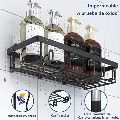 Miniatura 4 de Liuoud Juego de 5 Organizadores de Ducha Adhesivos para Pared, Estante para Interior de Ducha, Cesta de Almacenamiento de Baño Inoxidable Resistente