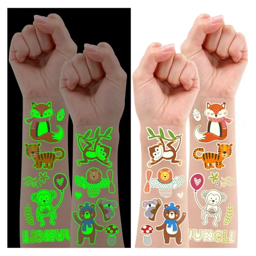 Partywind 380 estilos (30 hojas) tatuajes luminosos para niños, estilos mixtos, calcomanías temporales con sirena/dinosaurio/espacio exterior/pirata