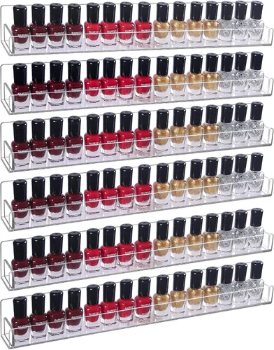 Juego de 6 soportes acrílicos para esmalte de uñas, montado en la pared, organizador de botellas de aceite esencial de lápiz labial, estante de
