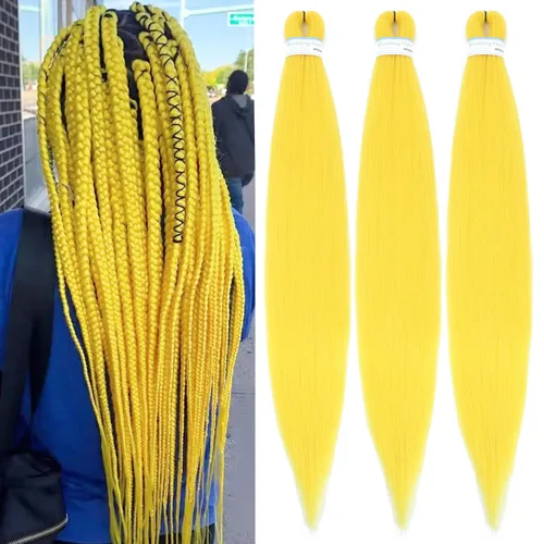 Miniatura 33 de Extensiones de cabello trenzado preestiradas para mujer, trenzas de caja, suave, sintético, sin nudos, textura Yaki, ajuste de agua caliente