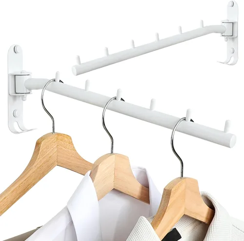Miniatura 14 de Alise Estante de secado montado en la pared, percheros giratorios de acero inoxidable, ahorro de espacio, estante de secado de pared de ropa de Negro