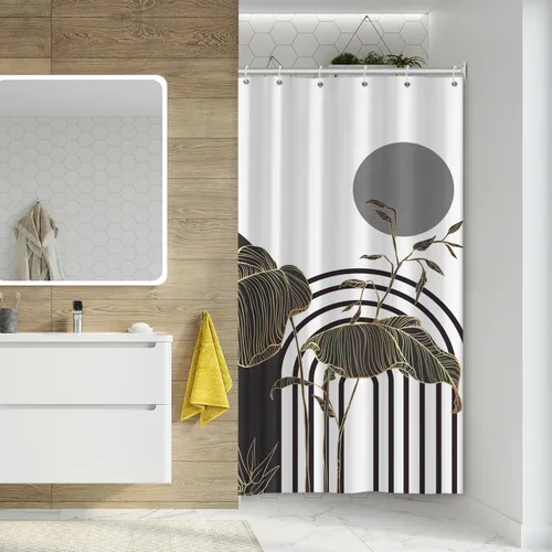 Miniatura 3 de Cortina de ducha abstracta bohemia para decoración de baño, moderna planta tropical, decoración botánica de hojas de palmera, decoración de baño