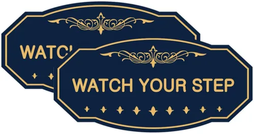 Miniatura 17 de Signs ByLITA Victorian Watch Your Step - Letrero de pared o puerta Material duradero y fácil instalación Señalización de seguridad (negro)
