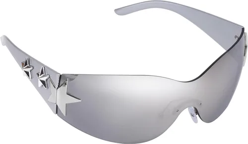 Miniatura 14 de Nydotd Lentes de sol Y2K sin montura envolventes para mujeres y hombres, sin marco, gafas de sol de moda de los años 2000 Marco negro / Lente negro