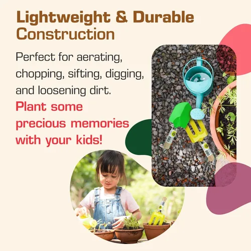 Miniatura 3 de Rugg Tenedor de mano de jardín para niños, mini herramienta de excavación de acero con mango de madera, herramienta de jardinería para niños