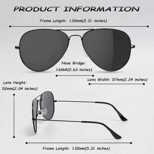Miniatura 4 de Yaserra Lentes de sol de aviador polarizados retro para hombres y mujeres, lente TAC espejada, marco de metal, doble puente con protección UV400