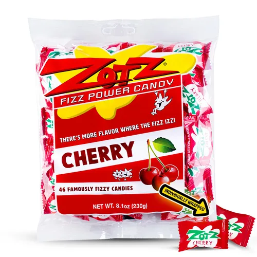 Miniatura 14 de Zotz Caramelos efervescentes a granel (surtidos, 46 unidades) - Caramelo duro envuelto individualmente - Surtido de 3 sabores de frutas, cereza