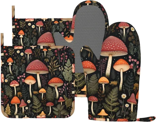 Miniatura 18 de Manoplas de horno y agarradores de ollas de mármol blanco y oro de silicona, accesorios de cocina de 4 piezas, guantes largos resistentes al calor