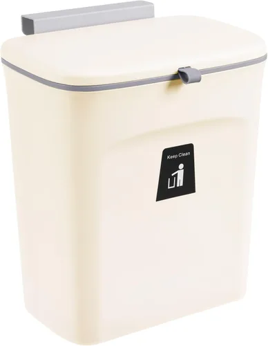 Miniatura 9 de Tiyafuro Cubo de compost de cocina de 2.4 galones para encimera o debajo del fregadero, cubo de basura pequeño colgante con tapa para armario, baño