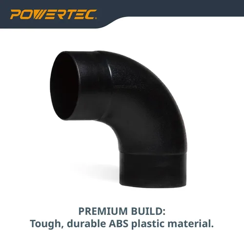 Miniatura 4 de POWERTEC 70105-P2 4 Pulg. Conector de Codo de 90 Grados - Conector de Ángulo Recto de Colector de Polvo de Plástico ABS 3-Negro