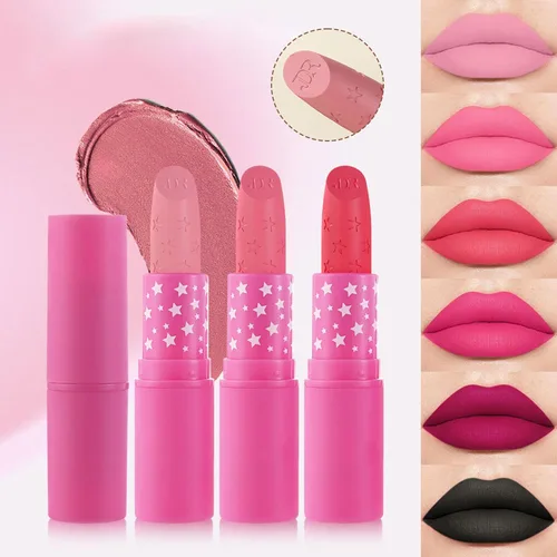 Miniatura 3 de Lápiz labial impermeable mate, pintalabios aterciopelados, cremoso de larga duración, suavizado antiadherente, colores sexys, tinte labial con cera