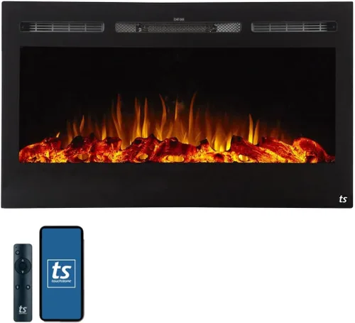Touchstone Chimenea Eléctrica Inteligente - The Sideline de 36" de Ancho - Empotrada en Pared - 30 Opciones Realistas de Color de Brasa/Llama -