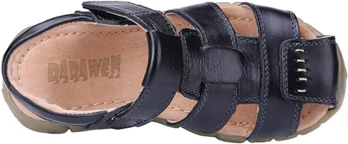 Miniatura 4 de DADAWEN - Sandalias deportivas de cuero para niños y niñas, puntera cerrada, para exteriores (para bebés, niños pequeños y grandes)