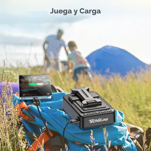 Miniatura 4 de TechGlow Soporte plegable para teléfono celular con función de carga de altavoz Bluetooth, soporte giratorio de 360°, regalos de cumpleaños