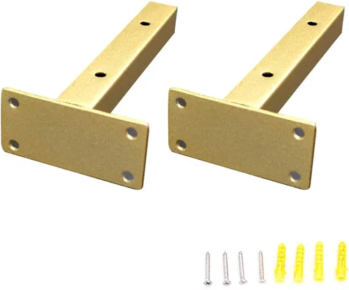Soporte flotante para decoración de pared, ahorro de espacio, soportes dorados para estantes dorados, dormitorio, sala de estar, estantería de