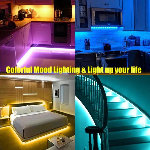Miniatura 7 de Maylit 8 piezas de 3.3 pies de kit de luces RGB inteligentes para debajo del gabinete, funciona con Alexa y Google Assistant, control por aplicación