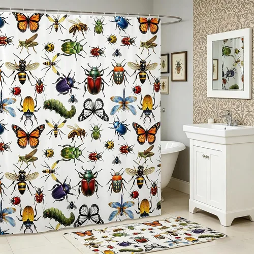 Miniatura 30 de Manfei Cortina de Ducha de Aguacate Lindo Estampado de Aguacate de Dibujos Animados Cortina de Baño para Niños y Niñas Tema de Frutas Cortina