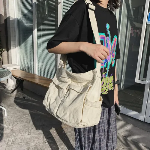 Miniatura 3 de Bolsos de lona de gran capacidad para mujeres y hombres, bolsos cruzados de hombro, bolso de mensajero para el trabajo, compras, viajes..