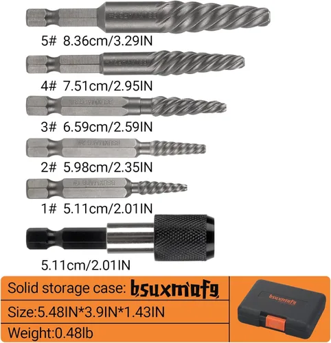 Miniatura 2 de Juego de extractor de tornillos dañados, extractor de pernos fácil de sacar de 6 piezas para quitar fácilmente pernos rotos, tornillos pelados