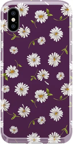 Casely Funda para iPhone X/XS | Daisy Daydream - Funda floral morado ciruela