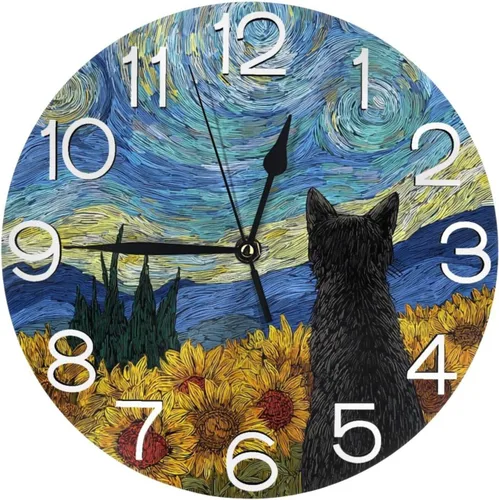 Miniatura 23 de Reloj de pared redondo tribal étnico teñido anudado, silencioso, sin tictac, relojes decorativos de cuarzo a pilas, relojes de escritorio Teñido