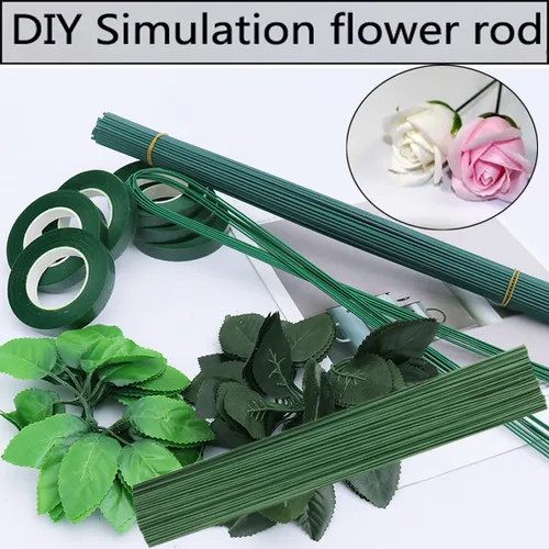 Miniatura 4 de Arlai 100 piezas de alambre de tallo floral calibre 2, 16 pulgadas, alambre floral verde oscuro - Suministros para hacer coronas de flores