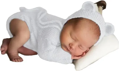Miniatura 4 de 2 piezas de accesorios de fotografía para recién nacidos, trajes de fotos para niños, sesiones de fotos de bebé, disfraz de niña con sombrero de oso
