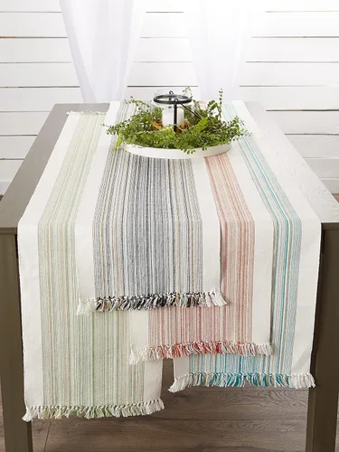 Miniatura 4 de DII Everyday Collection - Mantel de mesa con flecos, camino de mesa, 14 x 72 pulgadas, color negro