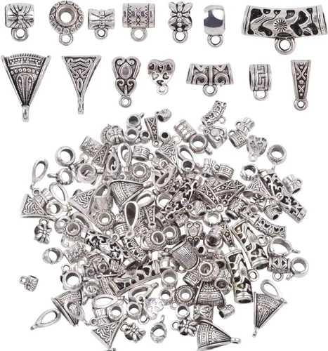 Miniatura 8 de Aylifu Bails Beads, Tibetan Bail Tube Bead Spacer Beads Carrier Hanger Connector Links for European Charm Bracelet Jewelry Making