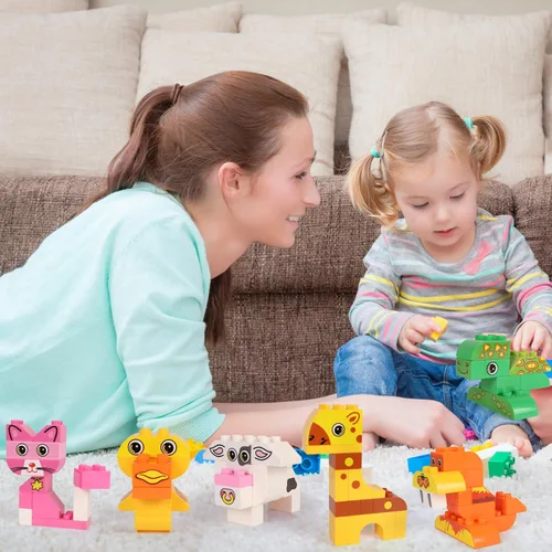 Miniatura 4 de Juego de bloques de construcción de animales, 122 piezas de juguetes de construcción de animales para niños de 3, 4, 5, 6 años, juguetes educativos