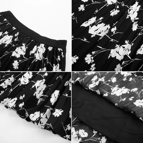 Miniatura 116 de GRACE KARIN - Falda plisada de gasa para mujer, con cintura alta y elástica, vuelo, corte acampanado y longitud por debajo de la rodilla