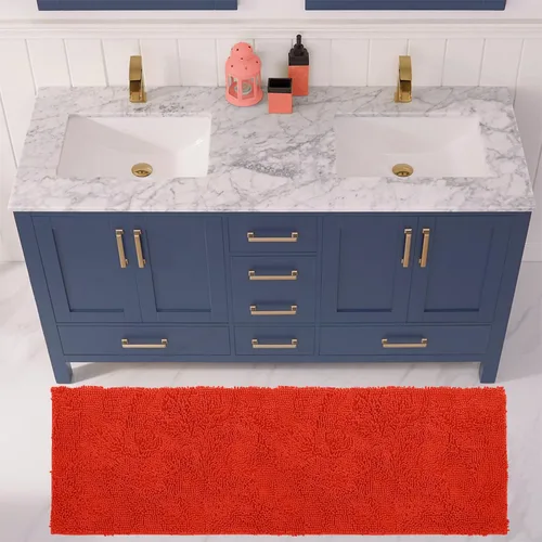 Miniatura 37 de LuxUrux Tapete de microfibra afelpada, de felpilla extrasuave, pelo largo de 1 pulgada, muy absorbente, para baño o ducha, lavar y secar a máquina