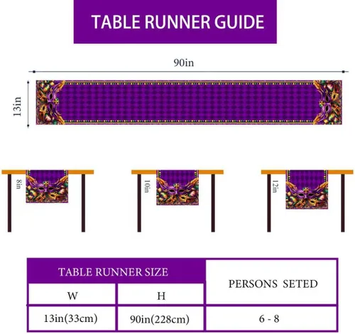 Miniatura 6 de Camino de mesa de Mardi Gras, carnaval de Brasil, Nueva Orleans, martes graso, mantel para fiesta de máscaras, decoración y suministros de diamantes