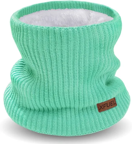 Miniatura 9 de Calentador de cuello para niños, polaina de cuello de invierno tejida, bufanda infinita con forro polar para niños y niñas, máscara de esquí