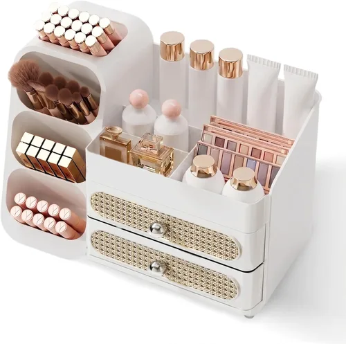 Miniatura 17 de Organizador de maquillaje con cajones para tocador, espacioso estuche de exhibición de cosméticos, solución de almacenamiento perfecta para tus