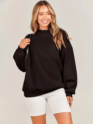 Miniatura 6 de ANRABESS Sudadera de gran tamaño para mujer, con cuello redondo, estilo Y2K, sudadera con capucha de forro polar, cómoda, camiseta informal, ropa