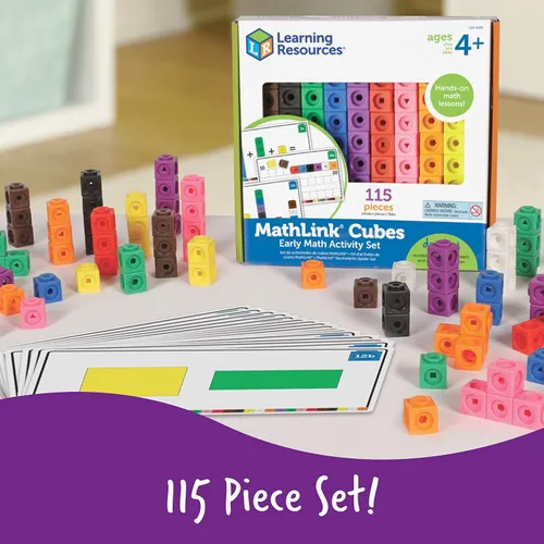 Miniatura 4 de Learning Resources MathLink Cubes Conjunto de Actividades de Matemáticas Tempranas - 115 Piezas, Edades 4+, Imprescindibles para el Aula