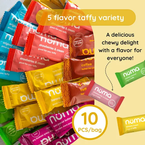 Miniatura 3 de Numa Foods Paquete variado de caramelos masticables y cremosos nutritivos - Bajo en azúcar, todo natural, sin gluten, alto en proteínas - 5 bolsas