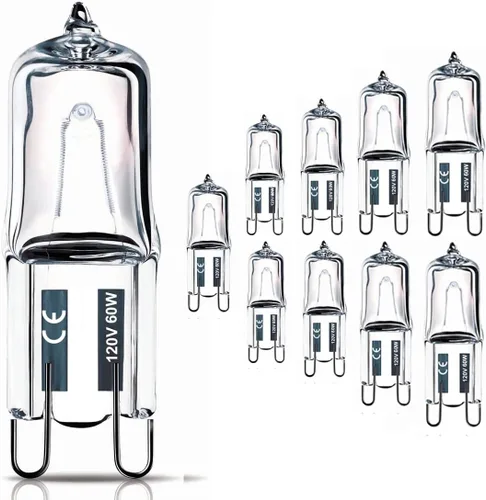 Miniatura 10 de Vinaco Bombilla G9, paquete de 10 bombillas halógenas G9 esmeriladas de 40 W, alto brillo JCD G9 120 V 40 W, G9 regulable blanco cálido 2800 K
