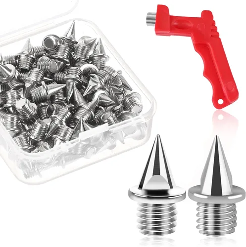 Miniatura 11 de JULMELON 60 Puntas de Pista de 1/4 Pulgada de Acero al Carbono, Puntas de Carbono de Peso Ligero con Llave de Pico para Zapatos de Pista, Campo