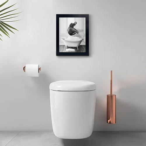 Miniatura 2 de calmart Arte Gracioso de Pared de Elefante - Imágenes de Elefante Lavando en Bañera para Pared Pinturas de Animales Por Favor Siéntate Usted Cartel