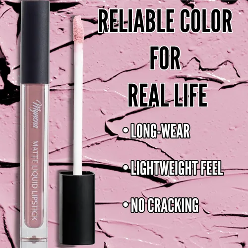 Miniatura 2 de Mynena Lápiz labial líquido mate rosa claro fresco Comodidad duradera A prueba de manchas resistente a transferencias Cobertura completa que