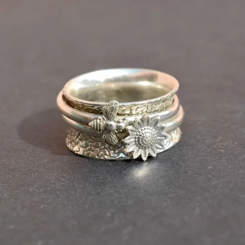 Miniatura 80 de Boho Spinner Ring, Mothers Day Gift, Silver 925 Women Ring, Sterling Silver 925 Ring, Fidget Spinner Ring,Women Silver Anxiety Ring
