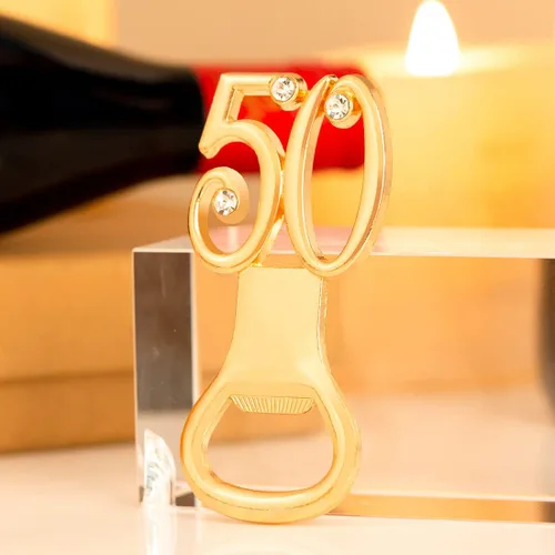 Miniatura 6 de 50 abrebotellas dorados para regalos de fiesta de cumpleaños número 50 o aniversario de boda 50, regalos de fiesta de cumpleaños, recuerdos