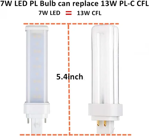 Miniatura 4 de SATZOL Bombilla LED G24q de 7 W, blanco cálido 3000K PLC-13W 4 pines G24q-1 de repuesto de bombilla fluorescente compacta, paquete de balasto