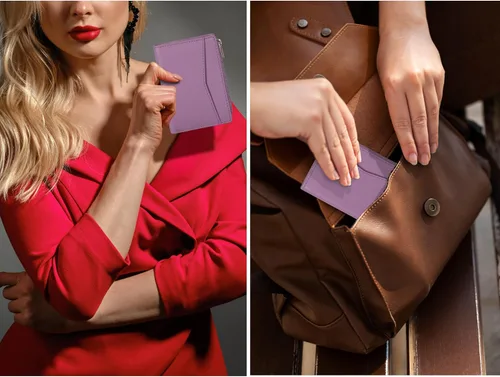 Miniatura 7 de Oak Leathers Cartera de cuero para mujer – Monedero pequeño RFID para tarjetas de crédito y soporte de identificación para damas, regalo
